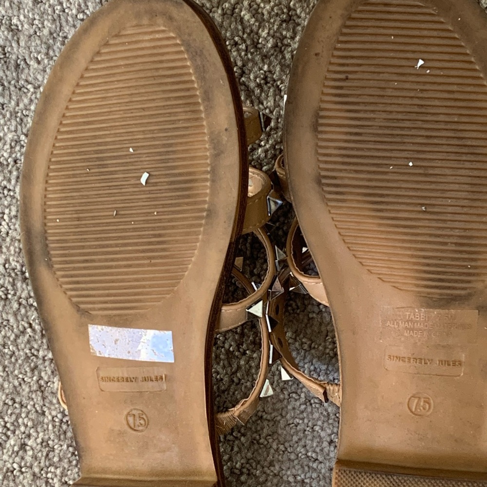 Sincerely Jewels camel studded shoes slippers slides slip-on toe 7.5 - Picture 2 of 2